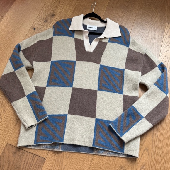 Mediumwell Geometric Pattern Oversize Wool Sweater - Size S - Korean Fashion - Picture 1 of 8